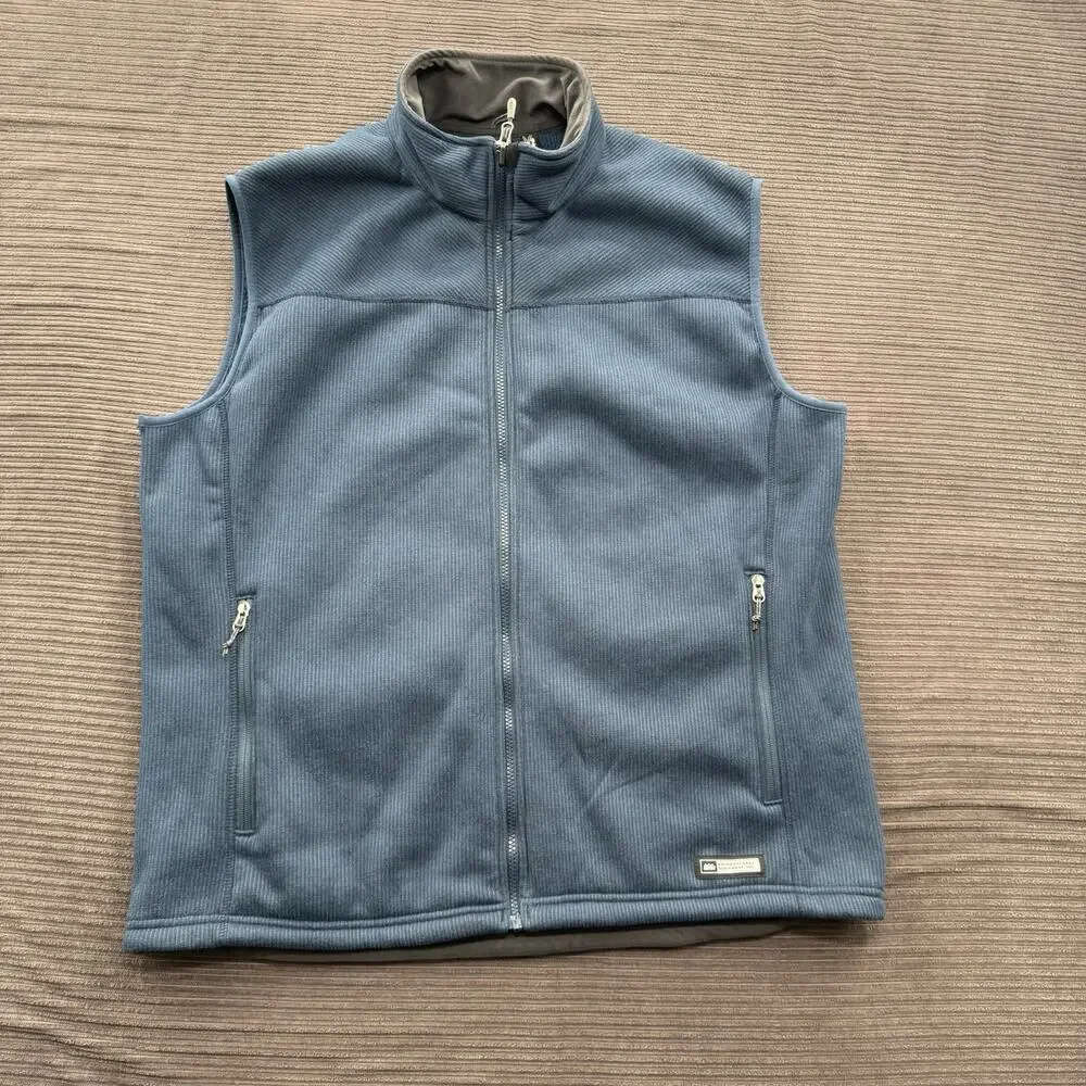 REI Vest Men 2XL Blue Polyester Full Zip Outdoors‎ Hiking Exploring Sleeveless.